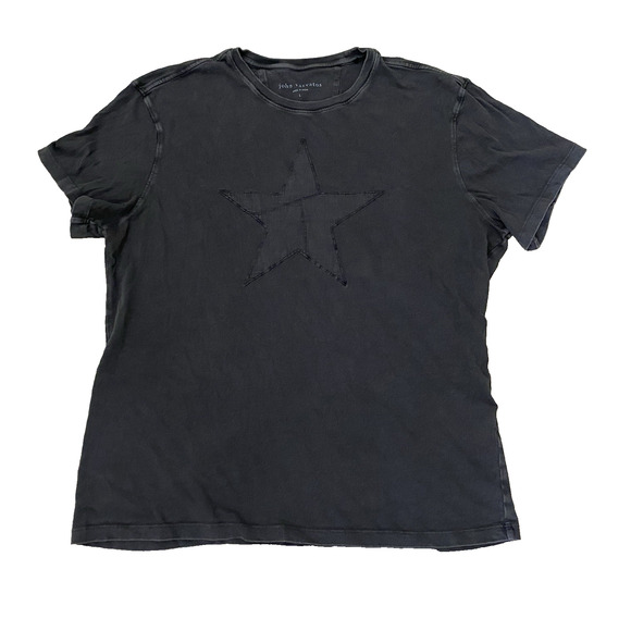 John Varvatos T-shirt Faded Black Military Star Patchwork Applique Embroidered L - Picture 1 of 7